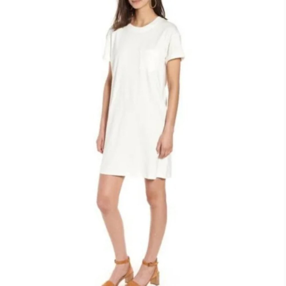 Madewell Picket T-Shirt Dress in Bright Ivory Size M